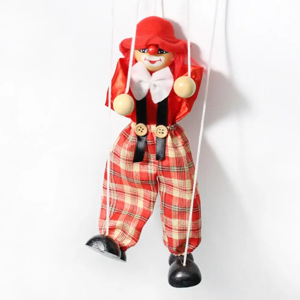 Children Puppet Toy Pirate Marionette Clown Puppet Toy for Kids Wooden Pull Rope Doll for Boys Girls Birthday Christmas Gifts