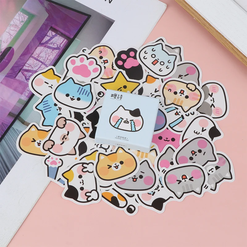 45 buah DIY buku harian dekorasi Scrapbooking lucu kucing stiker vinil hewan kucing stiker untuk botol Laptop komputer ponsel