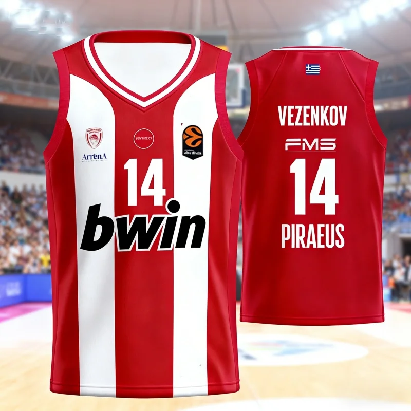 Summer New Arrivals Greek Olympiacos Athens Basketball Jersey Vest Quick-drying Fan Basketball Special Wear Family Kids Tees