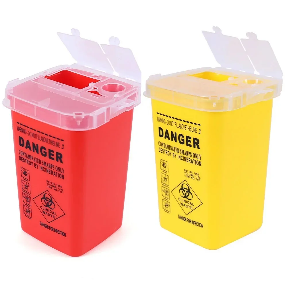 Tattoo Waste Box 1L for Disposable Sharps Medical Needle Tips Collections Barrels Tattoo Supplies Container Tattoo Accessories