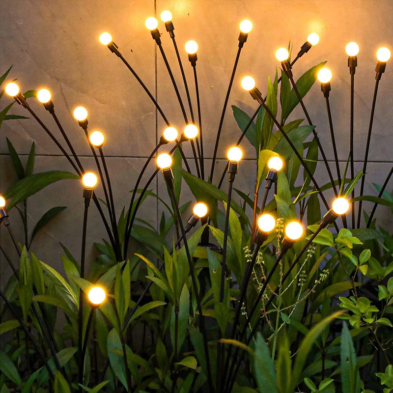 Solar Firefly Light Outdoor Waterproof Led Garden Lawn Lamp Swing By Wind Sunlight Powered Landscape Courtyard Patio Decoration