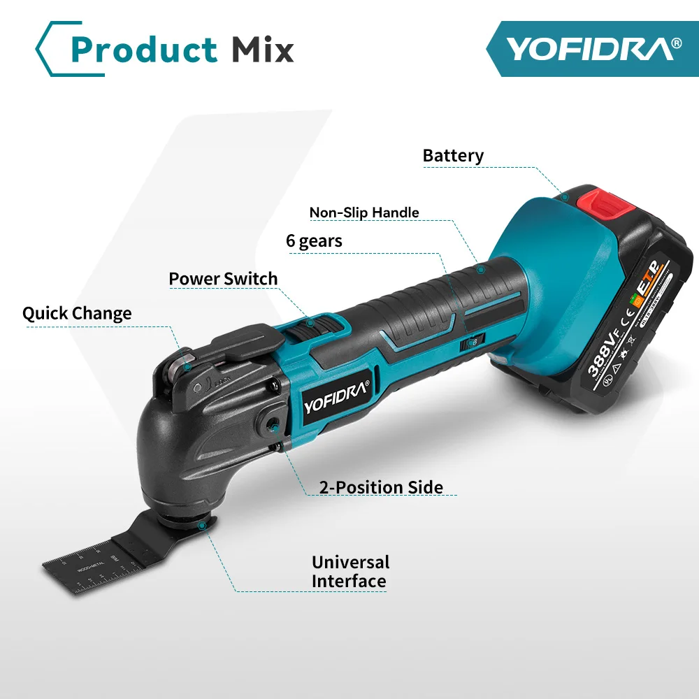 YOFIDRA Multifunction Tool Oscillating Multi-Tools Variable Speed Renovator Electric Trimmer Saw For Makita 18V Battery Pin