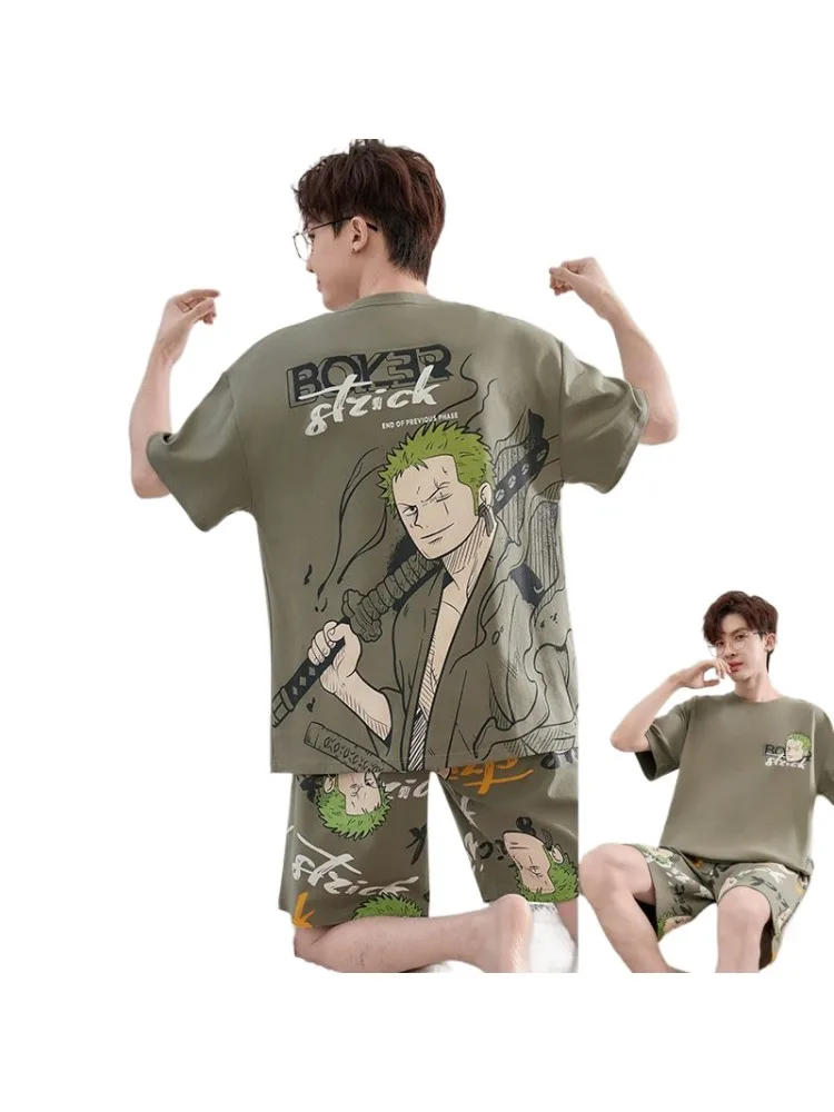One Piece Roronoa Zoro Cartoon Cute Home Clothes Creative Personalized Men's Summer Pajamas Short sleeved Shorts Gift Wholesale — 2