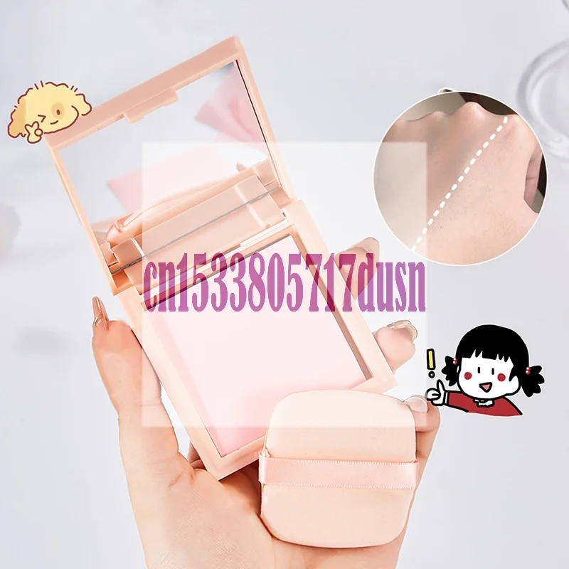 {여름2} 100매 대나무 블로팅 페이퍼 거울&퍼프 포함 상쾌한 휴대용 얼굴 유분 흡수 페이퍼