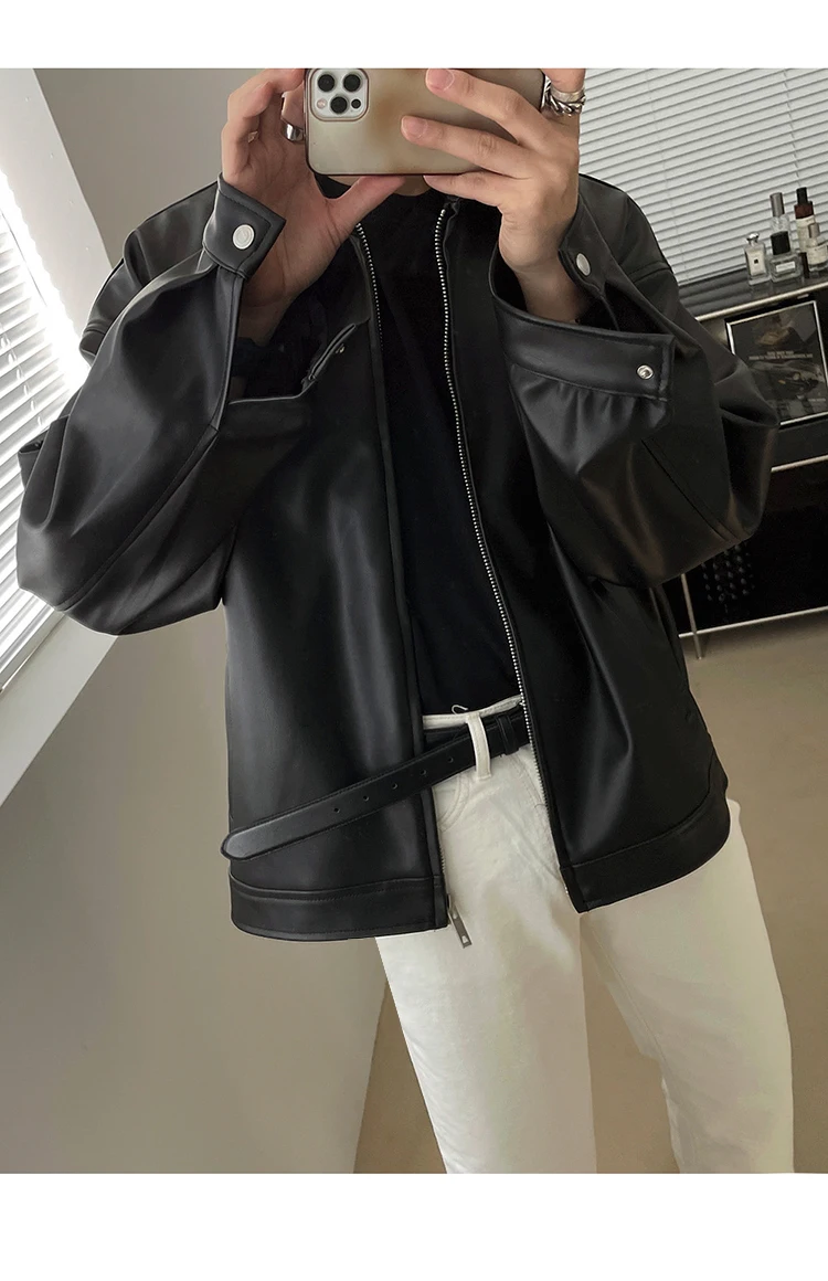 Mauroicardi Spring Autumn Cool Luxury Short Black Soft Light Pu Leather Jacket Men Zipper Casual Mens Jackets and Coats Fashion 26 S0316fb8311e0448b8d98cbde78640d983