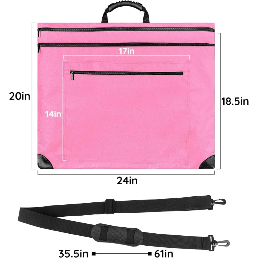 Lightweight Art Portfolio Bag with Detachable Shoulder Strap for Artists: Ideal for Carrying Paintings Posters Sketches and Dra