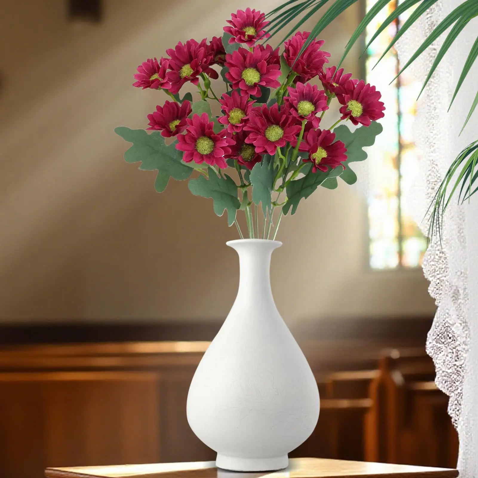 Flores falsas, plantas artificiales, ramo de manzanilla falsa, decoración del hogar para macetero en maceta, guirnalda, camino, sala de estar, cesta de baño