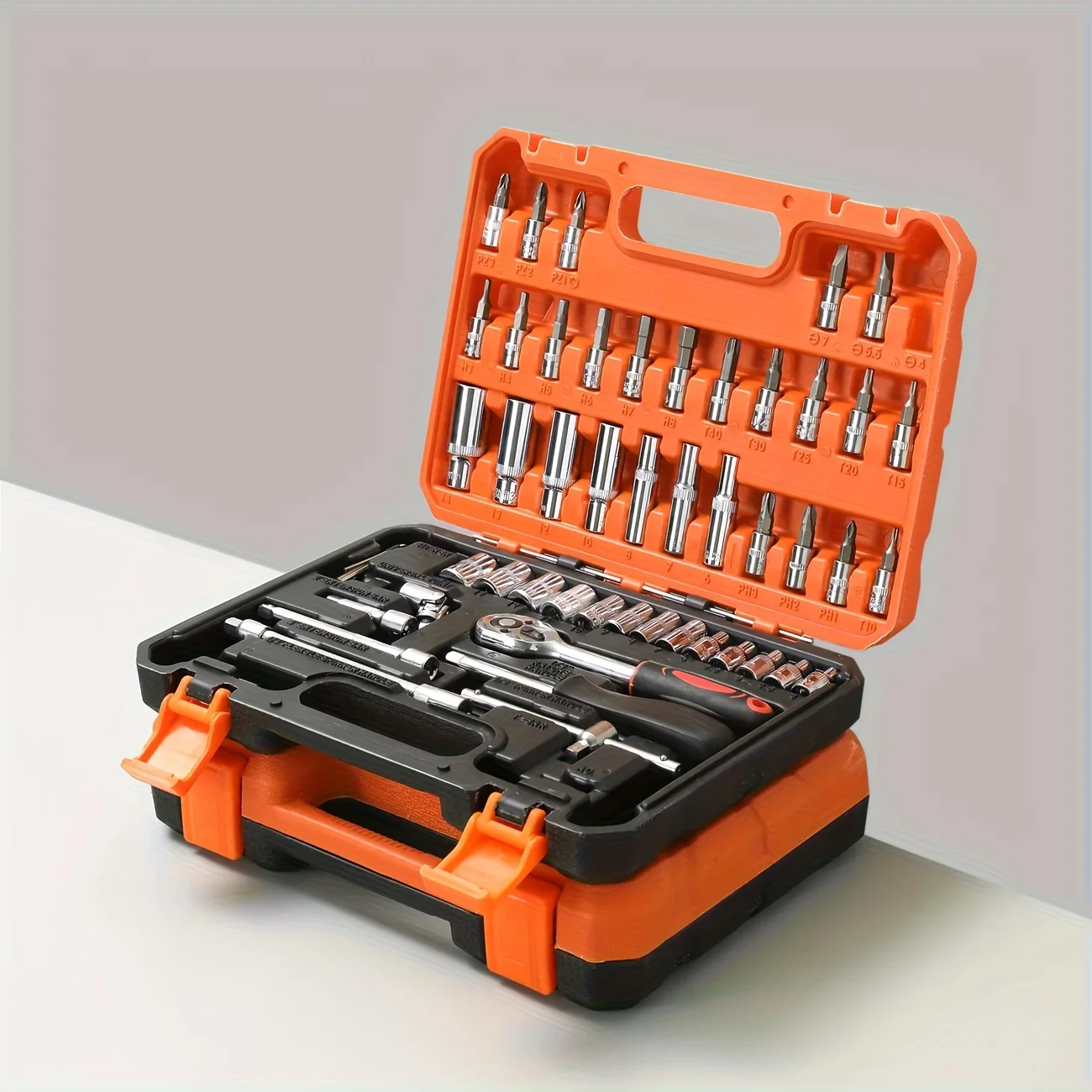 53/150pcs Heavy-Duty SAE Socket Wrench Set, Professional Mechanics Tool Kit - Garage & Roadside Emergency Repair Tools