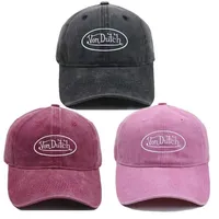 Popular VON DUTCH Embroidered Baseball Hat for Men and Women, Washed and Used Outdoor Leisure Versatile Sunshade Duck Tongue Hat