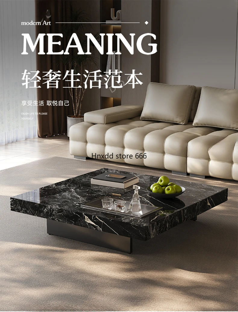 Italian minimalist rock slab coffee table Venice brown marble living room household square high-end tea table