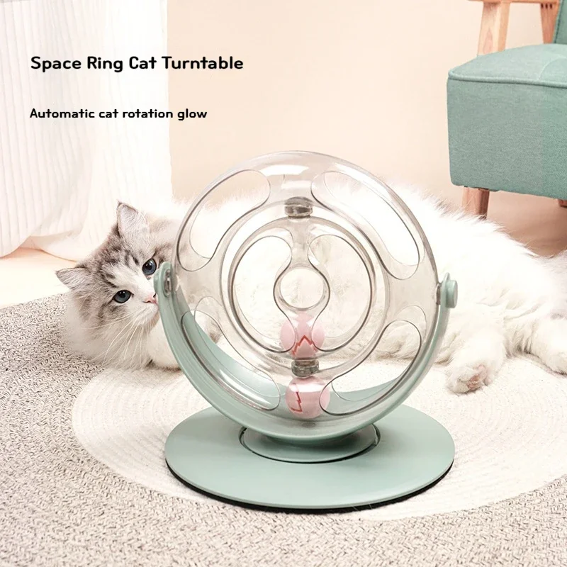 

Cat Toy Funny Cat Stick Feather Toy Pet Self-Happy Spinning Track Toy Cat Scratching Board Boredom Relief Artifact With Bell