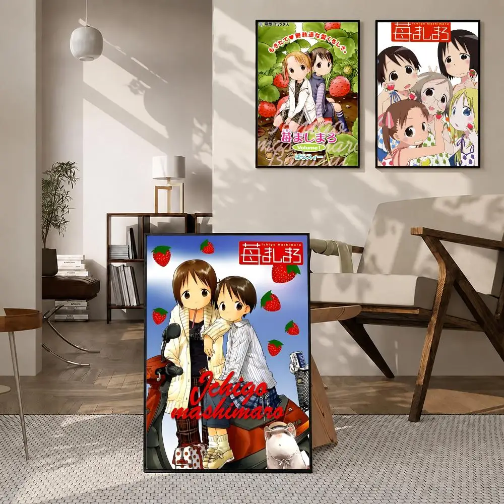 Anime Strawberry Marshmallow Poster High-definition poster stickers, suitable for bedroom, living room, home decoration