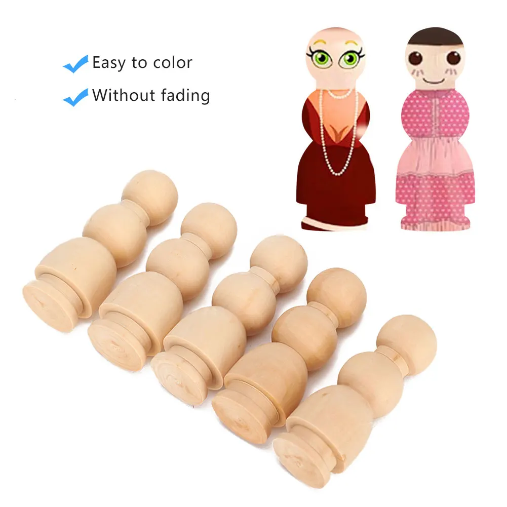 20Pcs Wooden DIY Peg Dolls Unpainted People Puppet Decoration Toys For Home DIY Ornaments