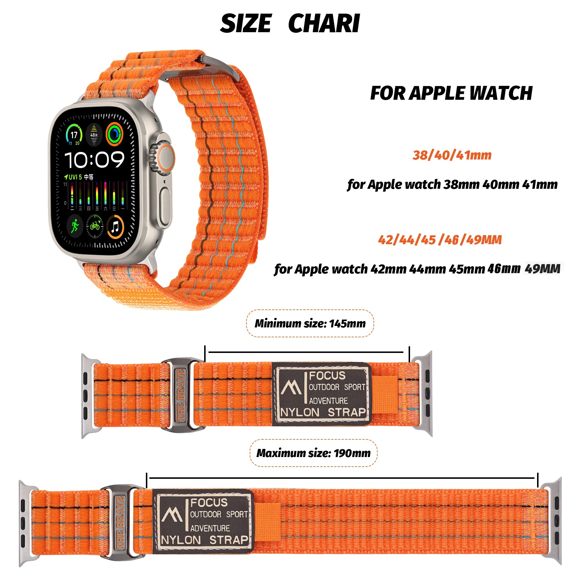 Trail Nylon Band for Apple Watch Ultra2 49MM Strap SE 9 8 41mm 45mm 44mm 40mm Nylon Loop Bracelet for IWatch Series10 42mm 46mm