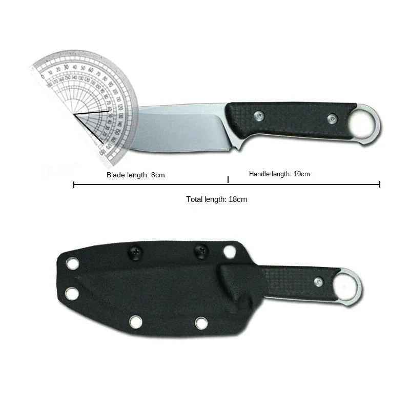 Linen Handle Fixed Blade Knife D2 Steel Sharp Outdoor Camping Barbecue Grilled Meat Cutter Survival Utility Knife With K-sheath