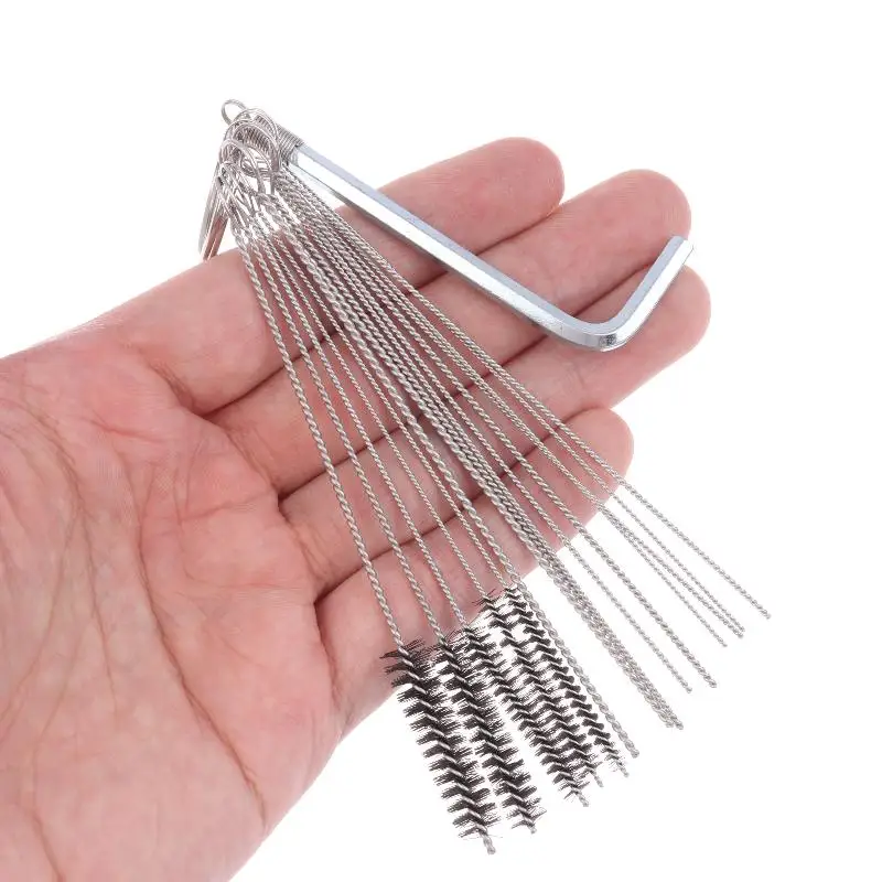 1 kit d'outils de nettoyage de carburateur, aiguilles et brosses pour la réparation et l'entretien de motos, voitures, quads et tronçonneuses