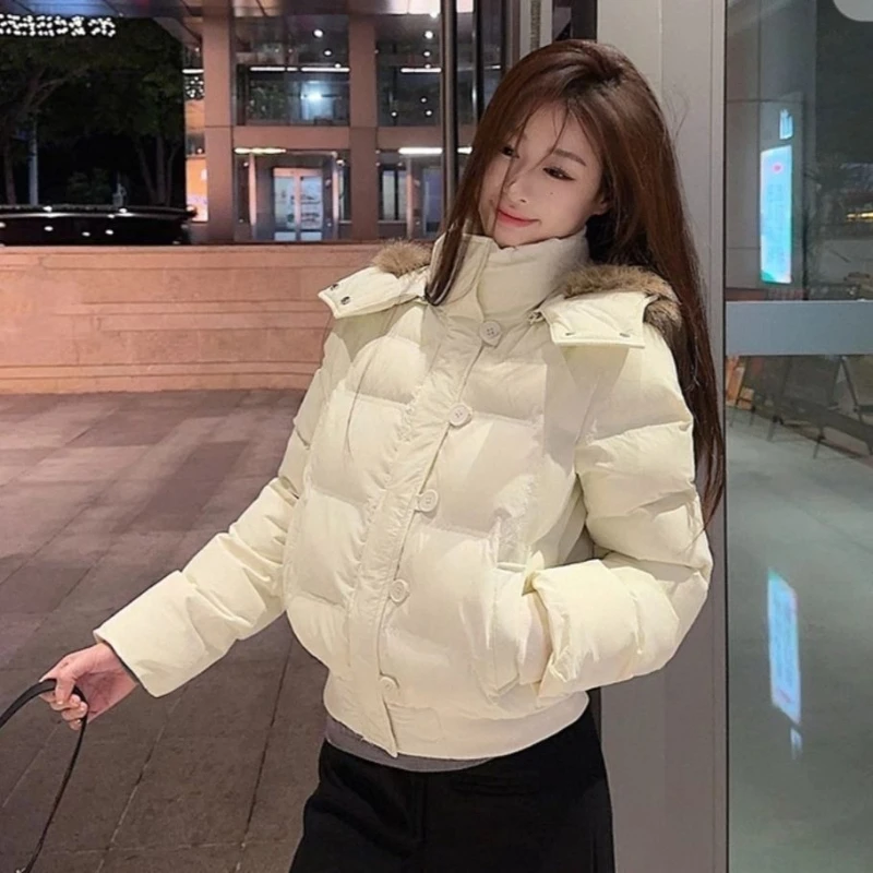 

Зимняя куртка 2025. Уютное пальто с капюшоном и толстой подкладкой для миниатюрных женщин. Универсальная одежда в корейском стиле.