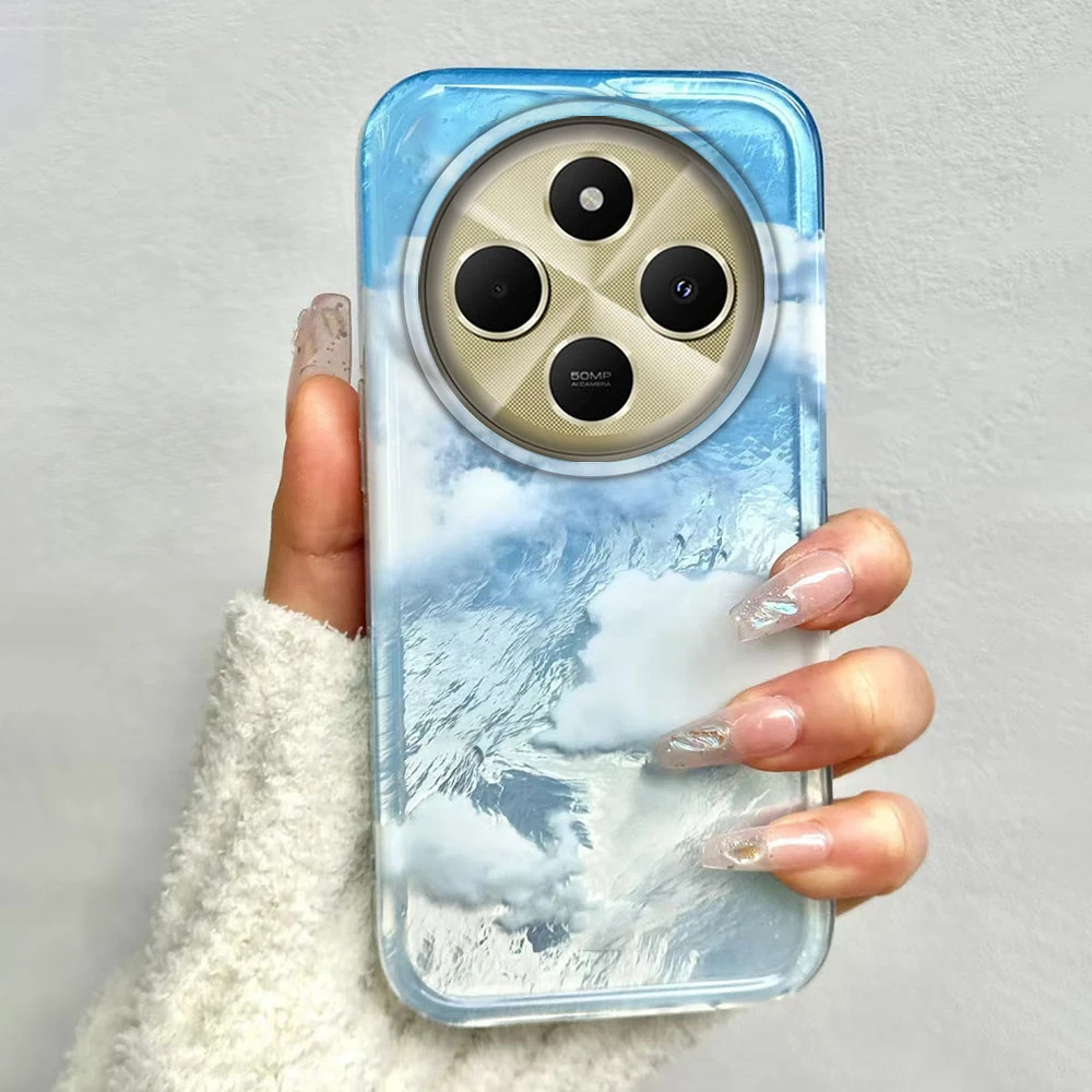 Blaue weiße Wolken Frauen Mädchen Handyhülle für Xiaomi Redmi 13C 14C A5 A3 A4 A3X Note 14 13 12 11 10 11S 10S 9Pro 9C 9A A1 Abdeckung
