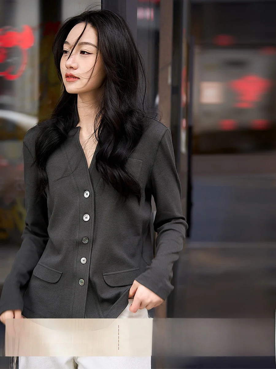 

Женский модный вязаный кардиган Xhange Commute Slim Fit с длинными рукавами, свободного кроя, из хлопка и нейлона, весенний, теплый, с прямым низом