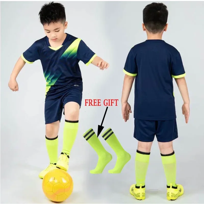 22 Children Football Jerseys Men Boys Soccer Clothes Sets Short Sleeve Kids Football Uniforms Adult Kids Soccer Tracksuit Jersey