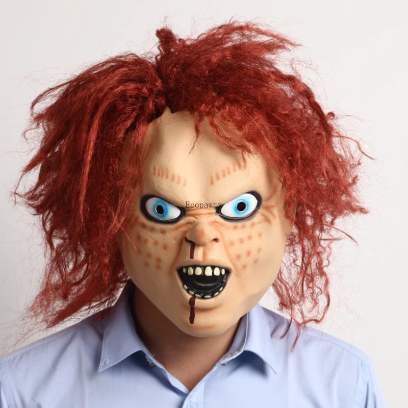 

Movie Chucky Cosplay Mask Unisex Latex Long Hair Mask Actor's Headgear Halloween Party Horror Mask