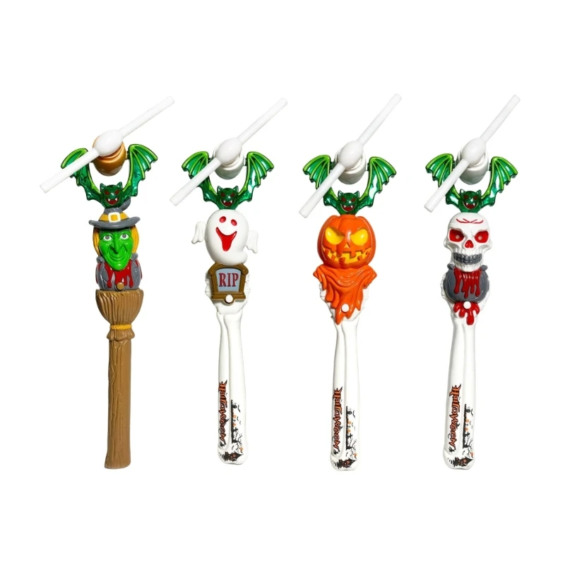 Enchanting Halloween LED Light Wand Skull Pumpkin Rotate and Sound Effect