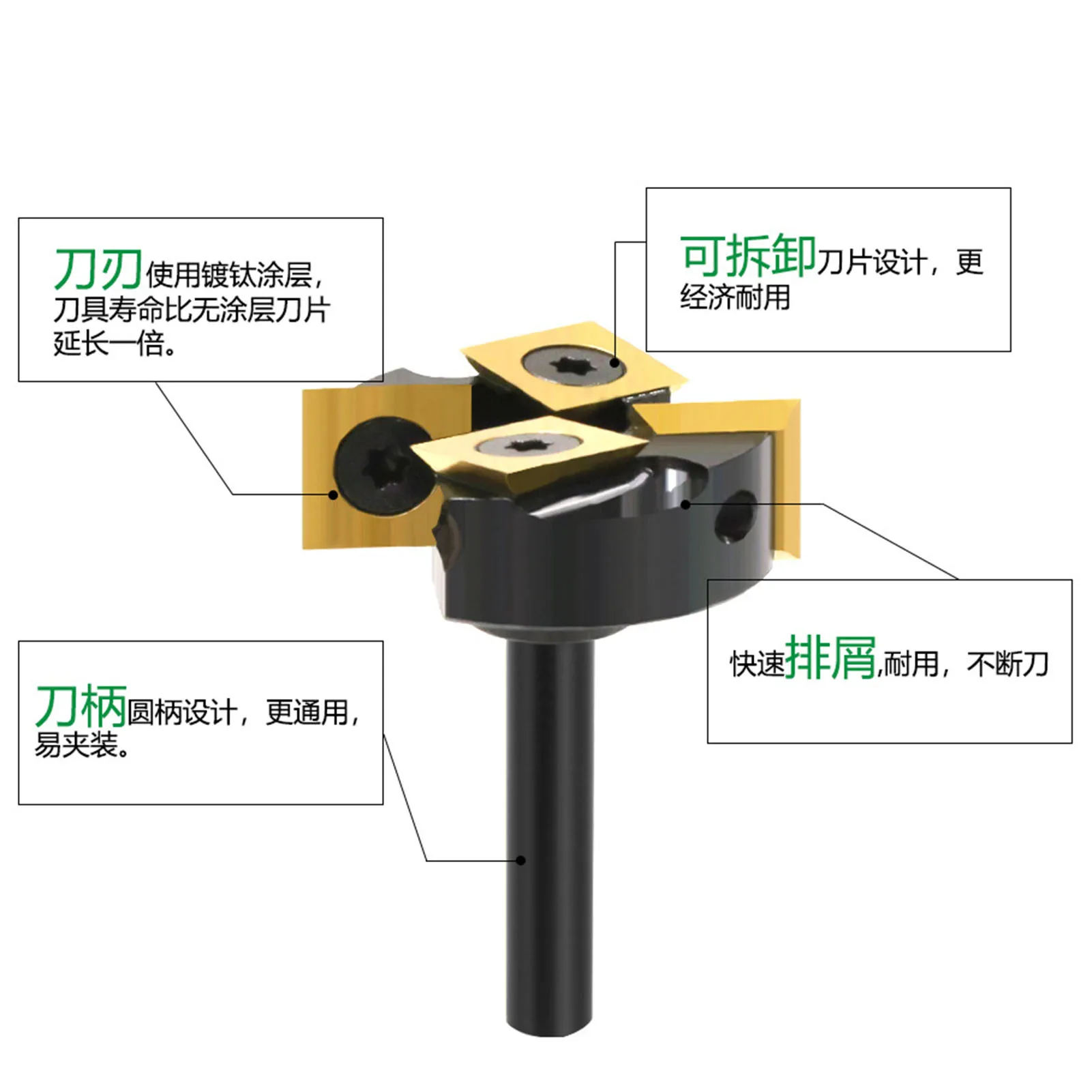 Spoilboard Surfacing Router Bit Interchangeable Blades Surfacing Bit Versatile 1-3/8in Cutting Diameter for Surface Processing