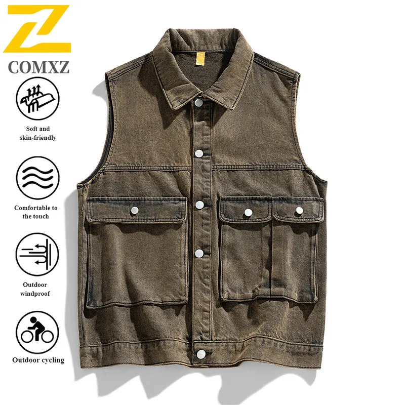 EIAO النمط الياباني سترة جينز الشارع الشهير الخريف مقاومة للماء يندبروف الأشعة فوق البنفسجية حماية التخييم التنزه سترة العمل متعددة المواسم #2