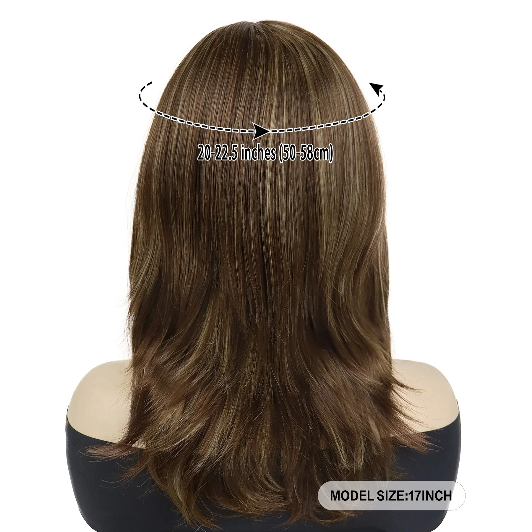 Synthetic Wigs for Women Medium Length Hair Full Wig with Bangs Natural Straight Asian Wigs for Daily Wear Hair Replacement Wig