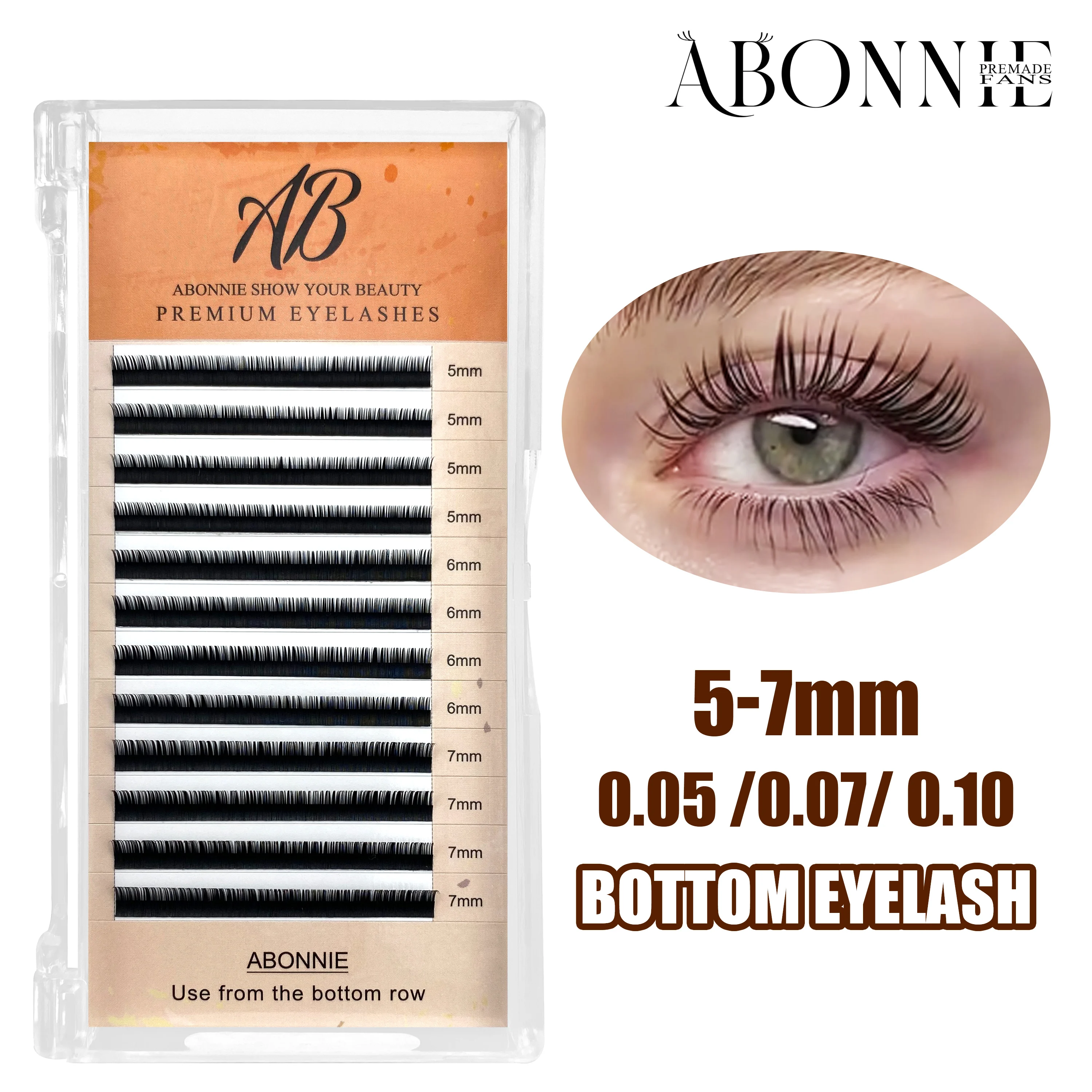 ABONNIE Black Brown Bottom Lashes 0.07 0.10 Mix 5-7mm Under False Eyelashes Short Individual Natural Mink Eyelash Extension