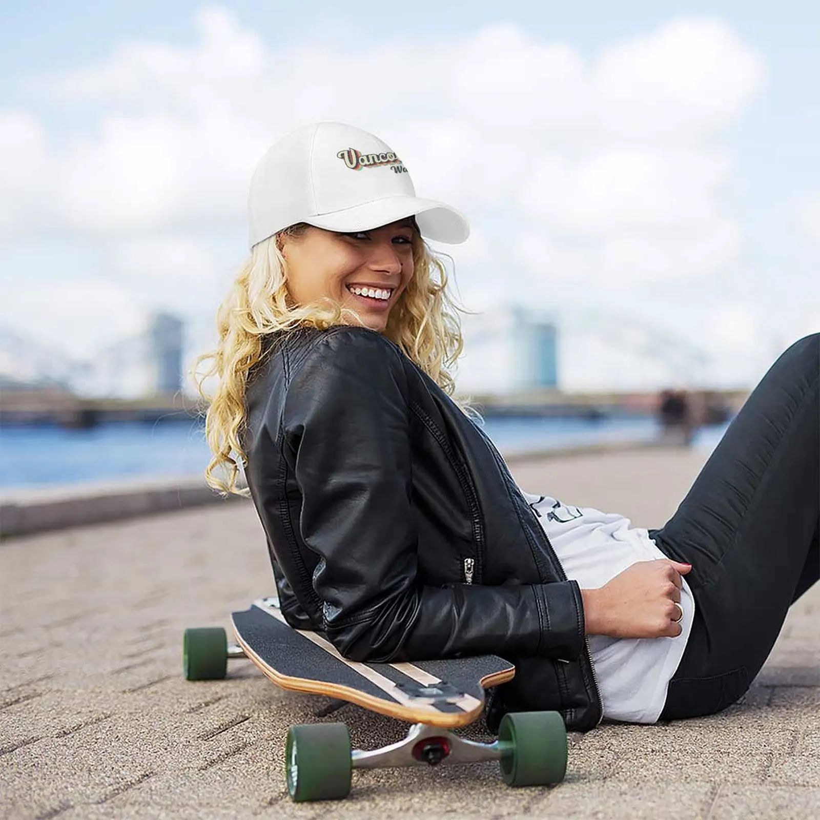 Vancouver city Washington Retro Vintage 70s rainbow Baseball Cap Military Cap Man Visor funny hat Women Caps Men's image 6