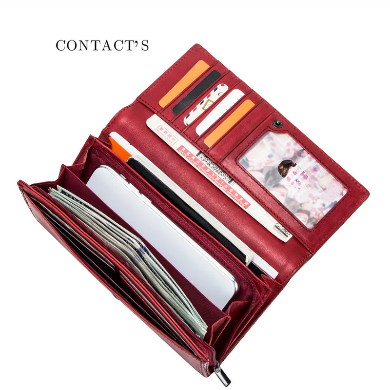 New Fashionable Large Capacity Handbag Casual Leather Wallet Female Top Layer Cowhide Handbag Women Wallets Purse Women Card Bag