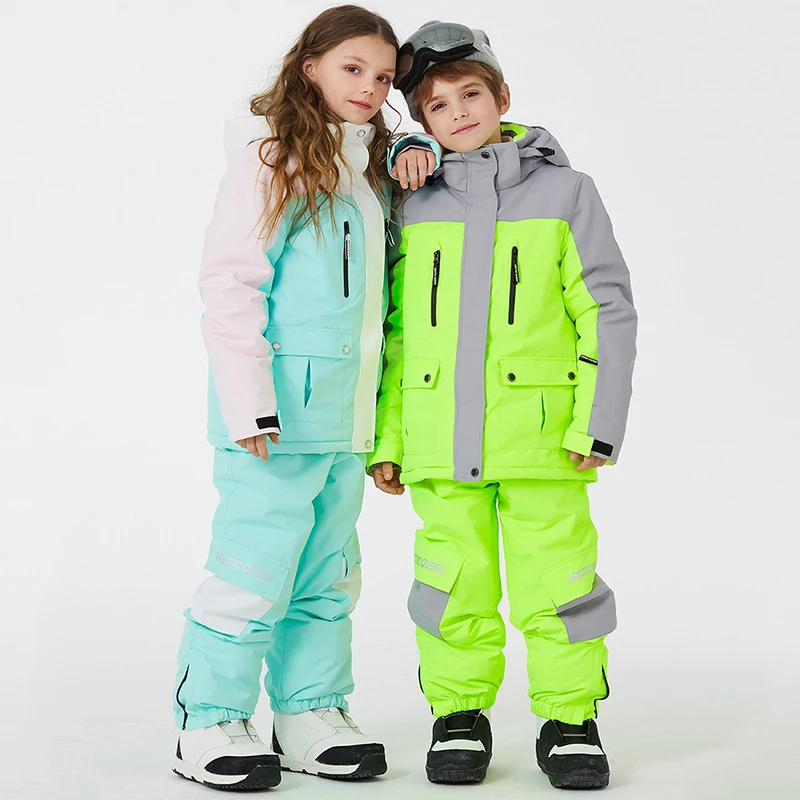 

Outdoor 2024 Skiing Suit Warm New Kids Ski Tracksuit Loose Boys Winter Clothes Girl Snowfield Thickening Windproof Jacket Pants