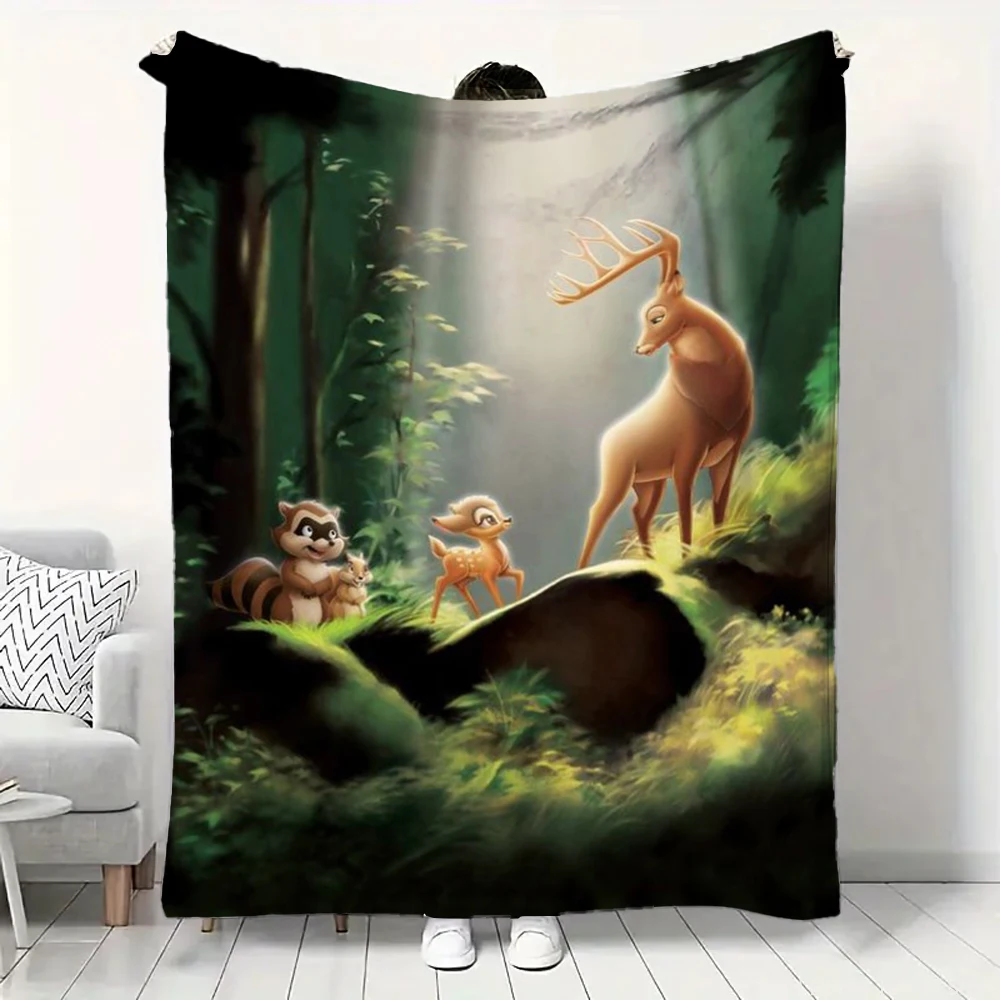 MINISO Bambi Cartoon Blanket.Children Quilt Thicken Plush Nap Blanket Nap,travel,work,living Room,bedroom,Picnics,Gift