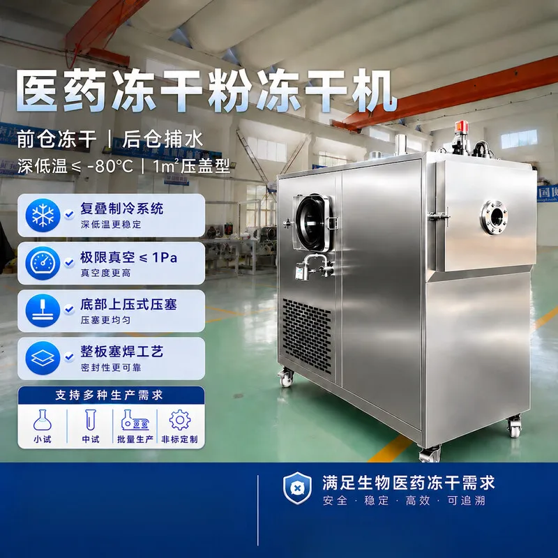 Vial Freeze-Drying Machine For Biological Protease Medical Powder, Silicone Oil Heat Conduction Machine