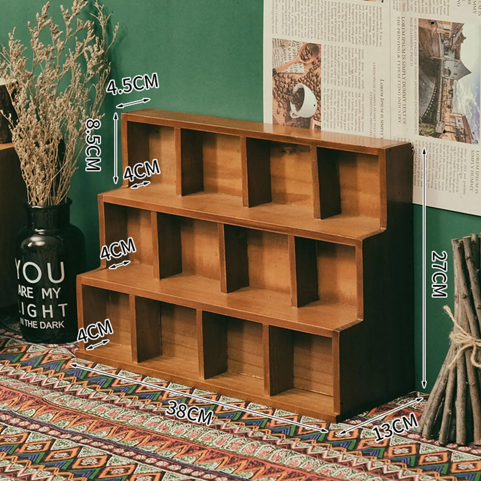 Wood Ladder Lattice Bracket Rustic Practical Floating Wall Shelf for Jewelry