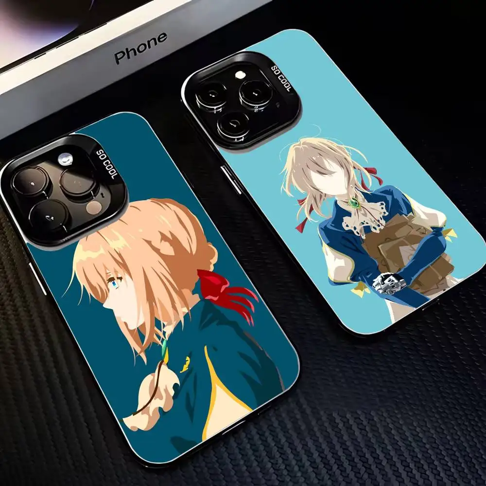 

V-Violet Evergarden Phone Case For iPhone17,16,15,14,13,12,11 Plus,Pro Max Black Matte Shockproof Cover