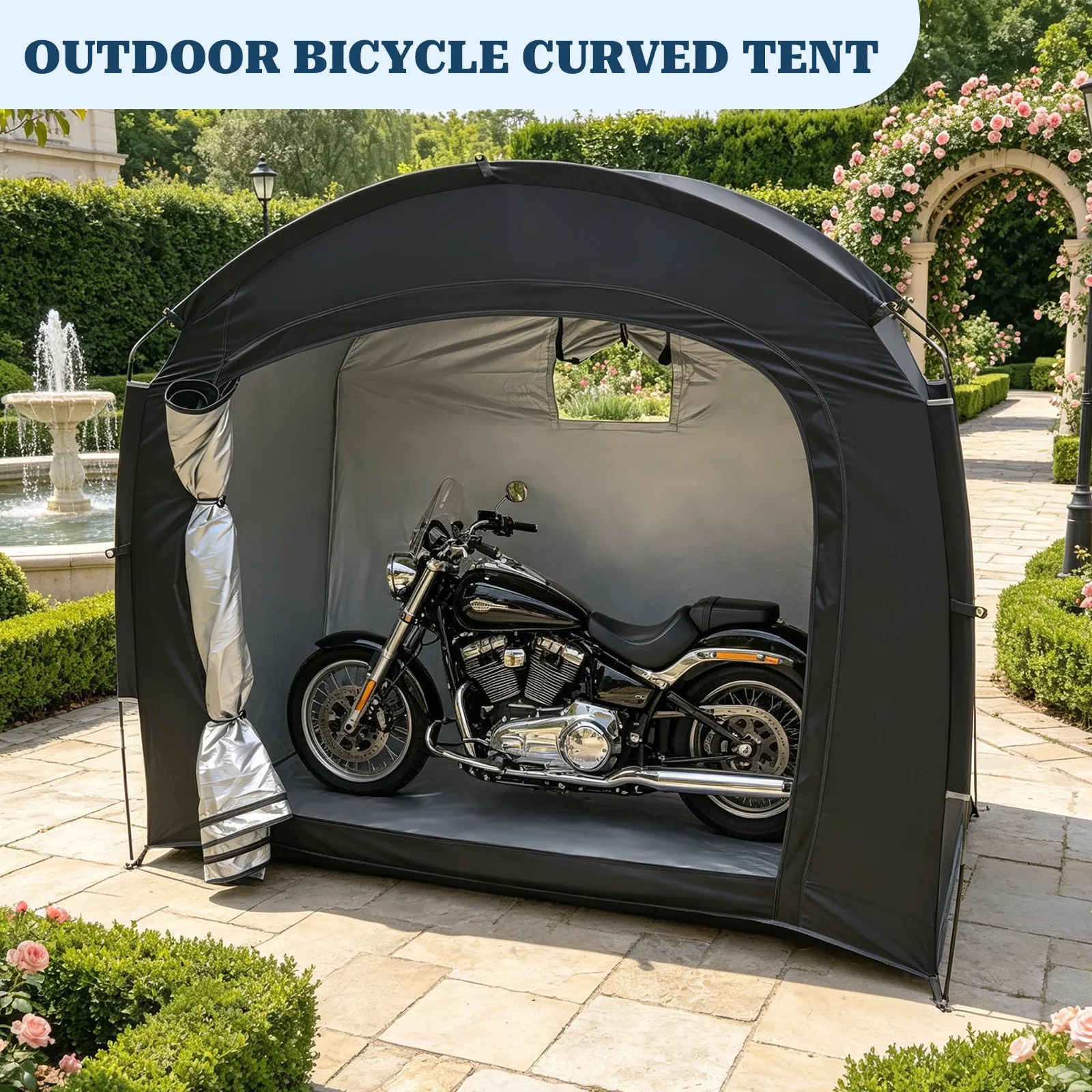 1 Pack Heavy‑Duty Fabric Bike Storage Tent, Large Capacity Shelter, Garden Yard Bicycle Storage Shed for Household Bikes