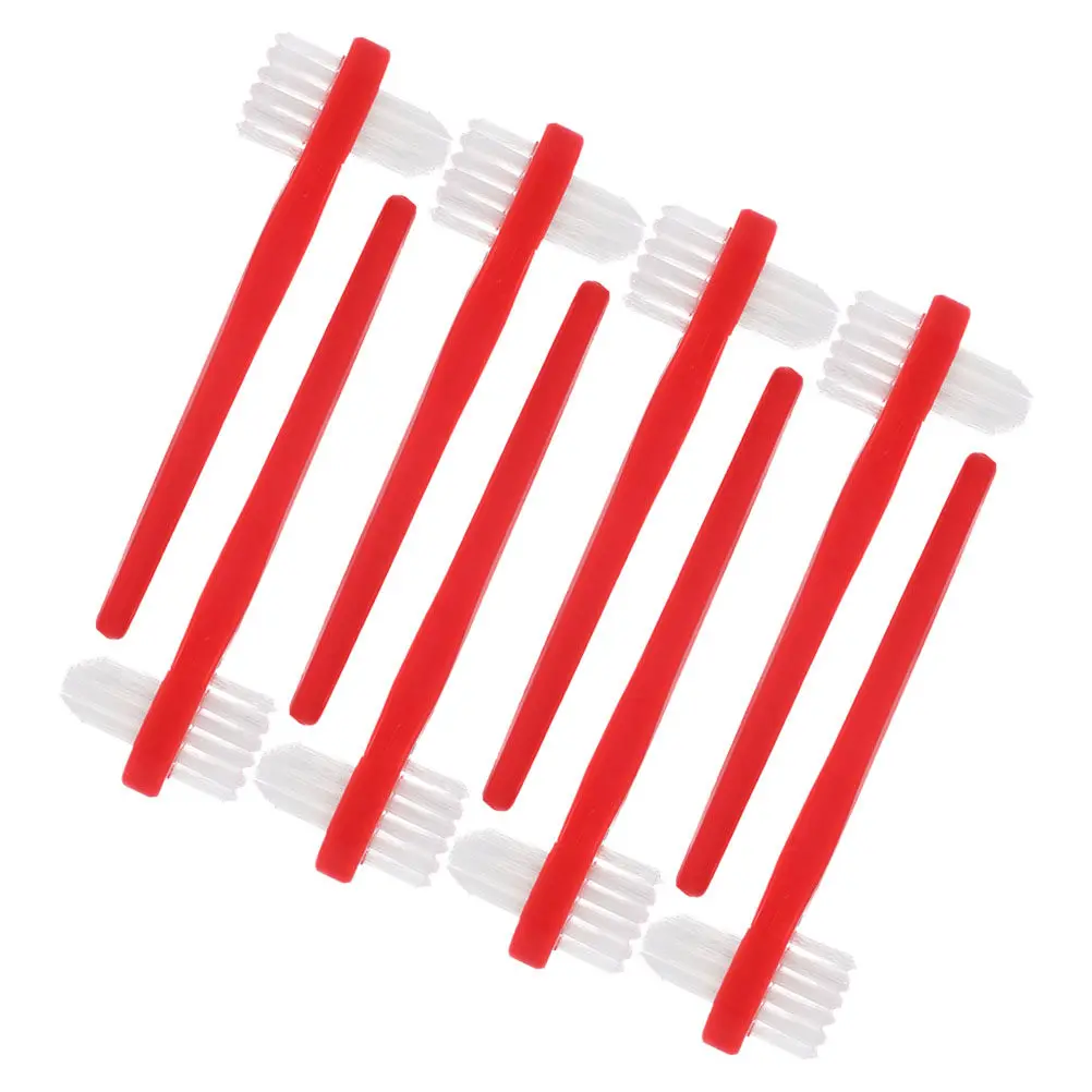 8Pcs Dentures Toothbrush Dual Head Cleaning Brush Retainer Oral Cleaner False Teeth Brush Soft Bristle for Daily Care
