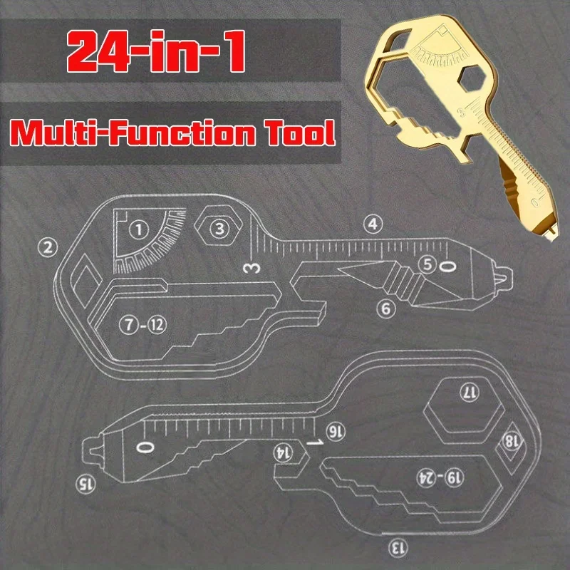 قطعة واحدة من أداة EDC متعددة الوظائف 24 في 1 - مع مفاتيح ومفكات براغي وكماشة وفتحات زجاجات وما إلى ذلك - للتخييم