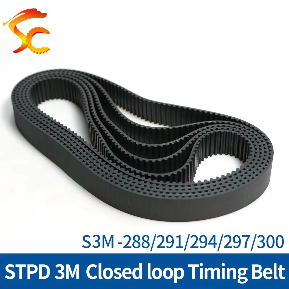 ONEFIRE closed loop rubber timing belt S3M-288/291/294/297/300mm Width 6/10/15mm Pitch 3mm