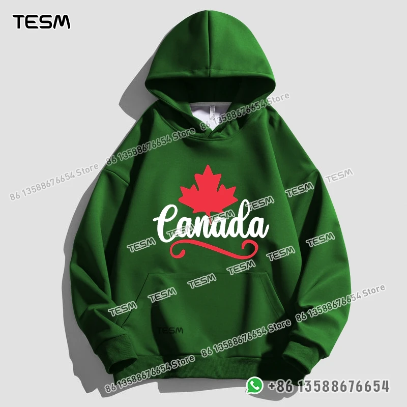 TESM Men Women Hoodie Maple Leaf Text Design Trendy Sweatshirt Parent-child Sports Top Party Pullover Long - Sleeves