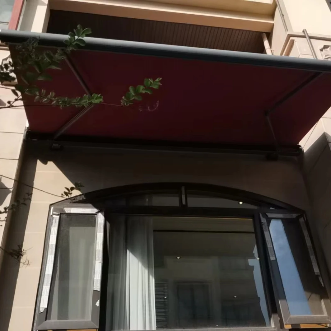 Motorized Retractable 3m Lightweight Garden Awnings Full Box Roof Canopy Windproof Aluminum Alloy Electric Window Door Polyester