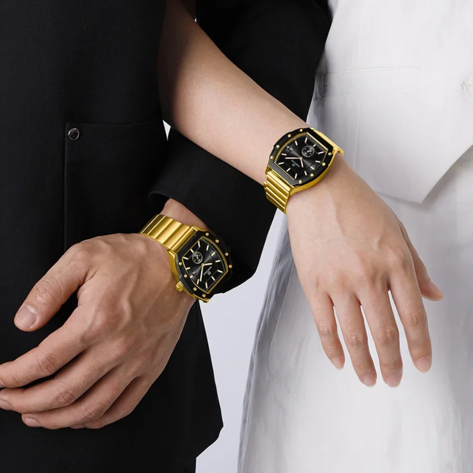 NAVIFORCENF NF8068 Night Light Waterproof Quartz Watches Lovers Casual Original Classic Stainless Steel Strap Couple Clock