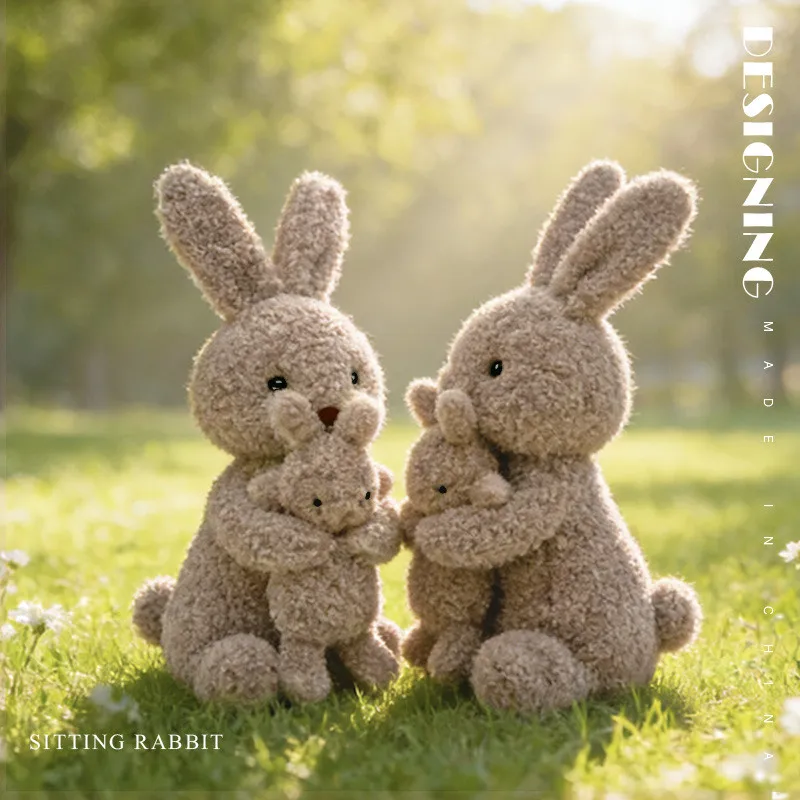 

Плюшевая игрушка-кролик для мамы и малыша, серия 38 см, мягкая кудрявая плюшевая кукла-кролик с наполнителем из ПП-хлопка и пенопластовых шариков, сидячий кролик-компаньон, подарок, декор для дома