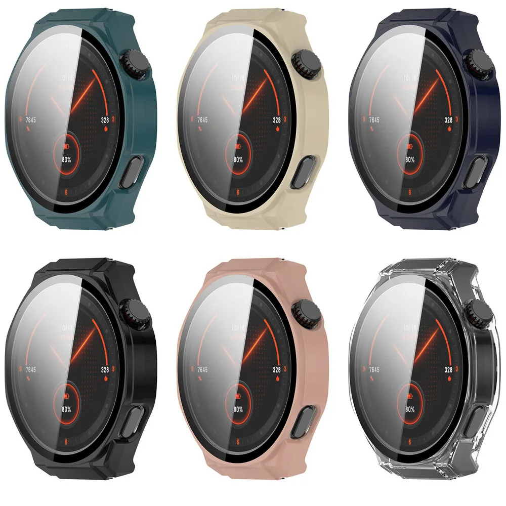 For Honor Watch 5用ハードPC + 3D強化ガラスフィルム ウォッチケース 指紋防止 傷防止 ウォッチバンパー スクリーンプロテクターシェル