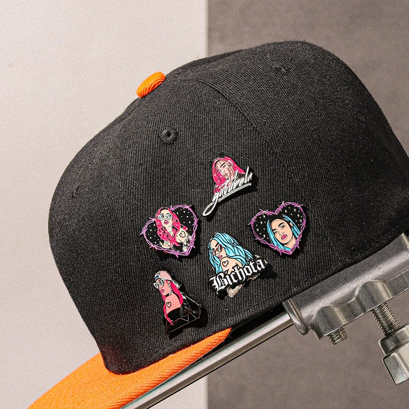 etro Mexican Metal Hat Pin Enamel Pins Cartoon POP Singer Girls Heart Shape Badge Golf Cap Baseball Cap Clip Badge Jewelry Pins