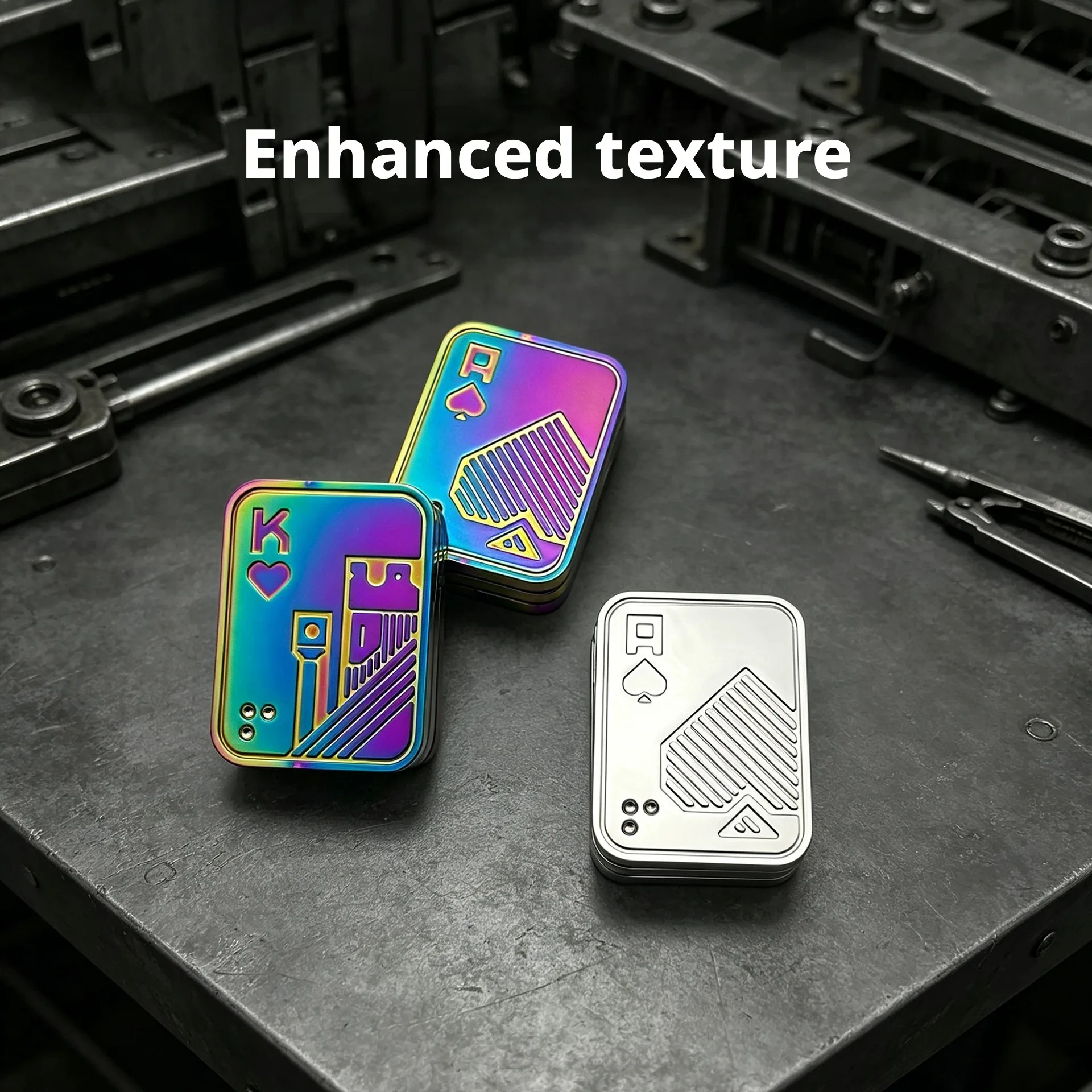 Full‑Metal 2‑Layer Magnetic Push Card Poker Style Alloy Fidget Clicker Coin Adult Office Desktop EDC Stress Relief Toy