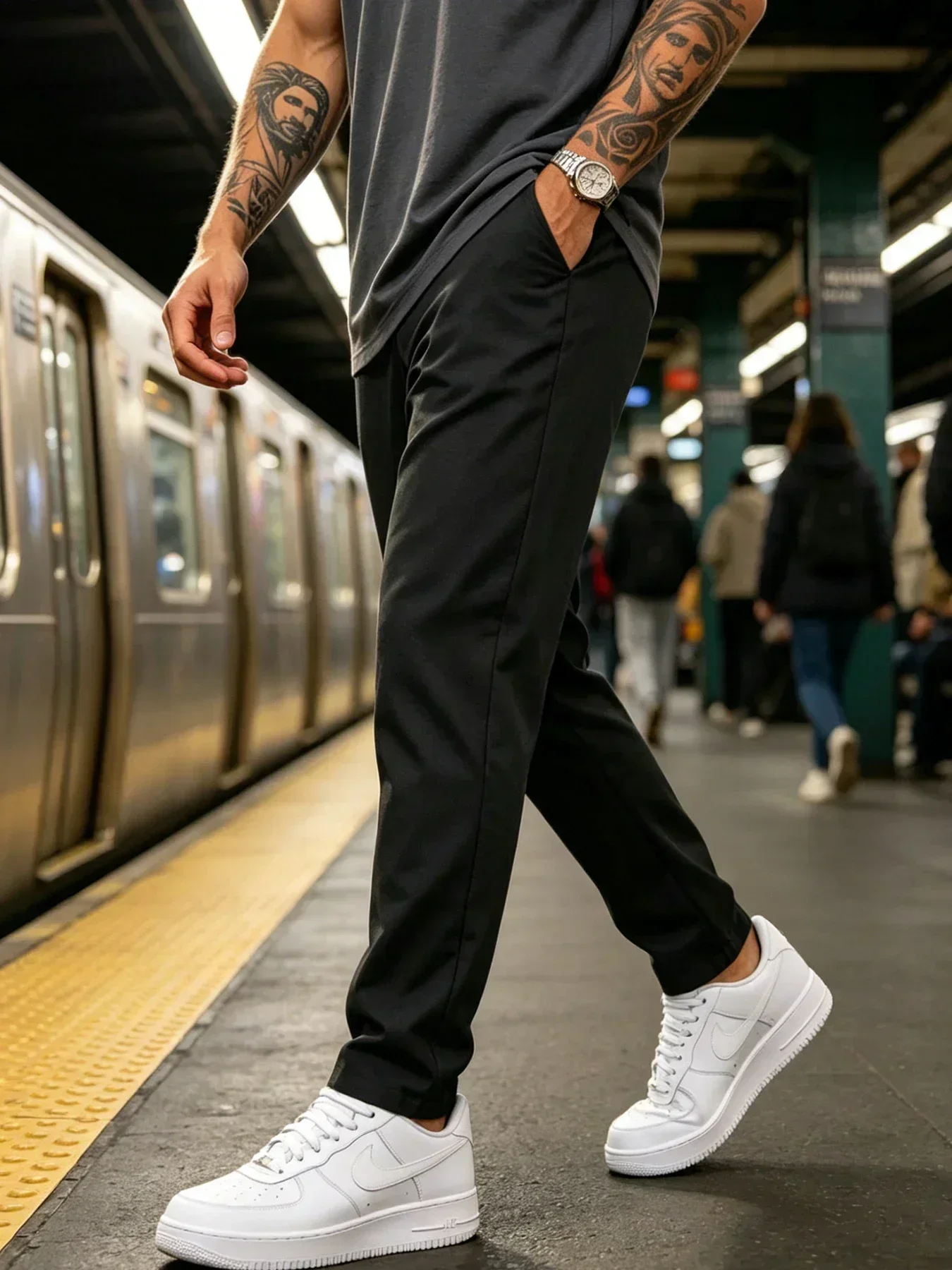 Hautfreundliche, Langlebige Herren-Chinohose mit Geradem Bein, Lässiger Silhouette und Halb-Elastischem Bund für Alltag und Kaffeetreffen – Detail 7