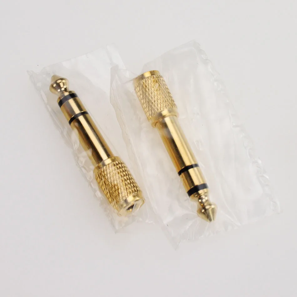 300 stücke Gold-überzogene 6,5mm Stecker auf 3,5mm Weibliche Jack Stecker Audio Headset Mikrofon Gitarre Aufnahme Adapter